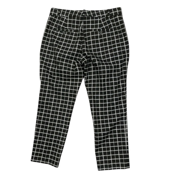 BANANA REPUBLIC SZ 4P Black/white plaid checkered ankle trouser with pockets - Picture 3 of 6